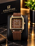 Elegant Brown Strap Square Dial Watch for Men  ⌚🤎