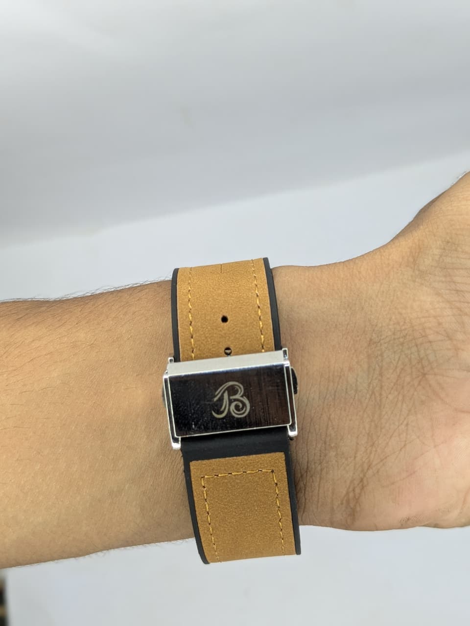 Luxury Rose Gold Chronograph Watch – Black Dial with Leather Strap