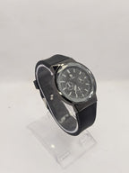 TOMI Men's Black Chronograph Style Watch with Silicone Strap