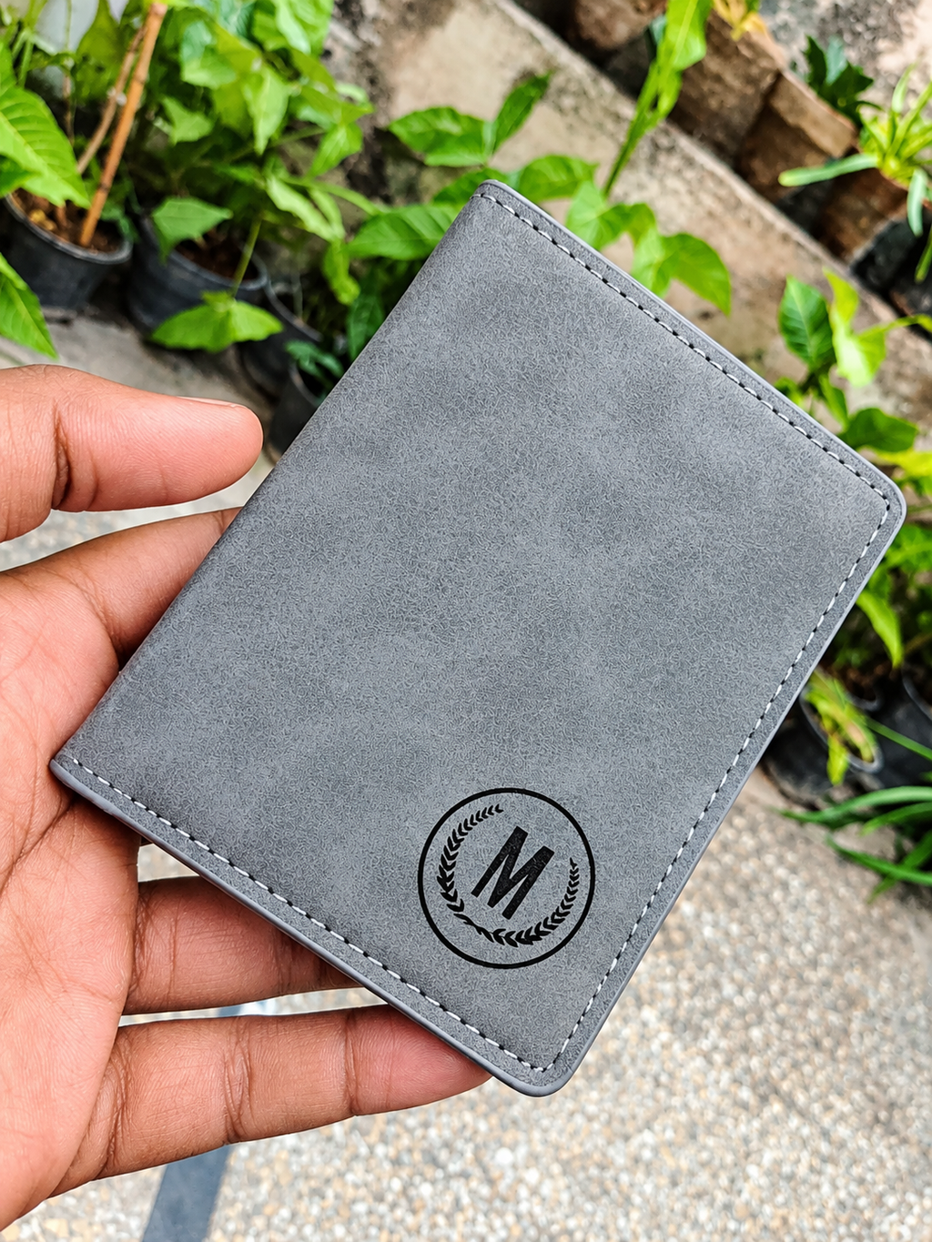 Men's Grey Bifold Wallet – Stylish Minimalist Wallet with Premium Suede-Look Finish